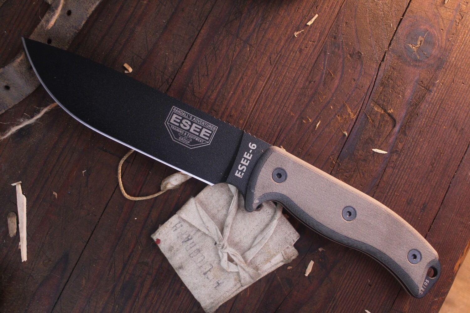 ESEE Model 6 6.5&quot; Fixed Blade Survival Knife / Gray Micarta / Black ( Pre Owned )