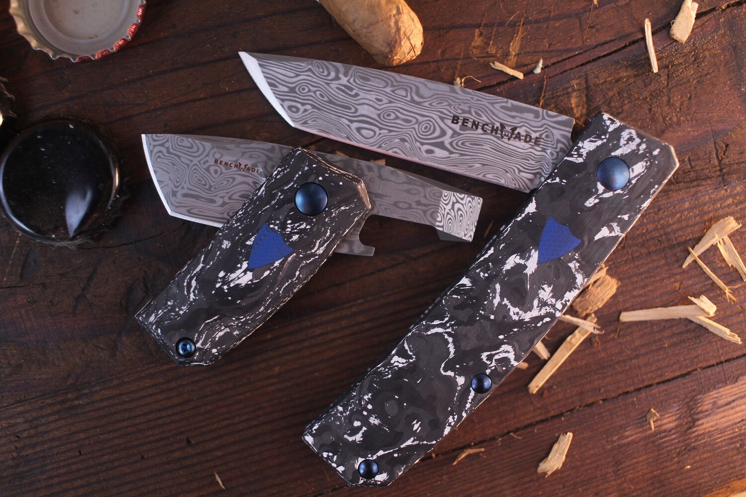 Benchmade Gold Class Oeser Tengu Tool 1.14&quot; Friction Folder / Marbled Carbon Fiber &amp; G-10 Shield / BiFrost™ Damasteel