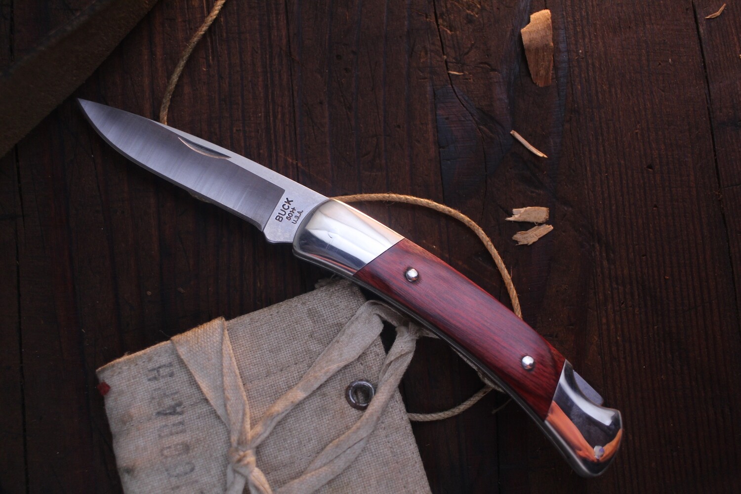 Buck Squire 3.75&quot; Lockback Folder /  Wood / Satin 420
