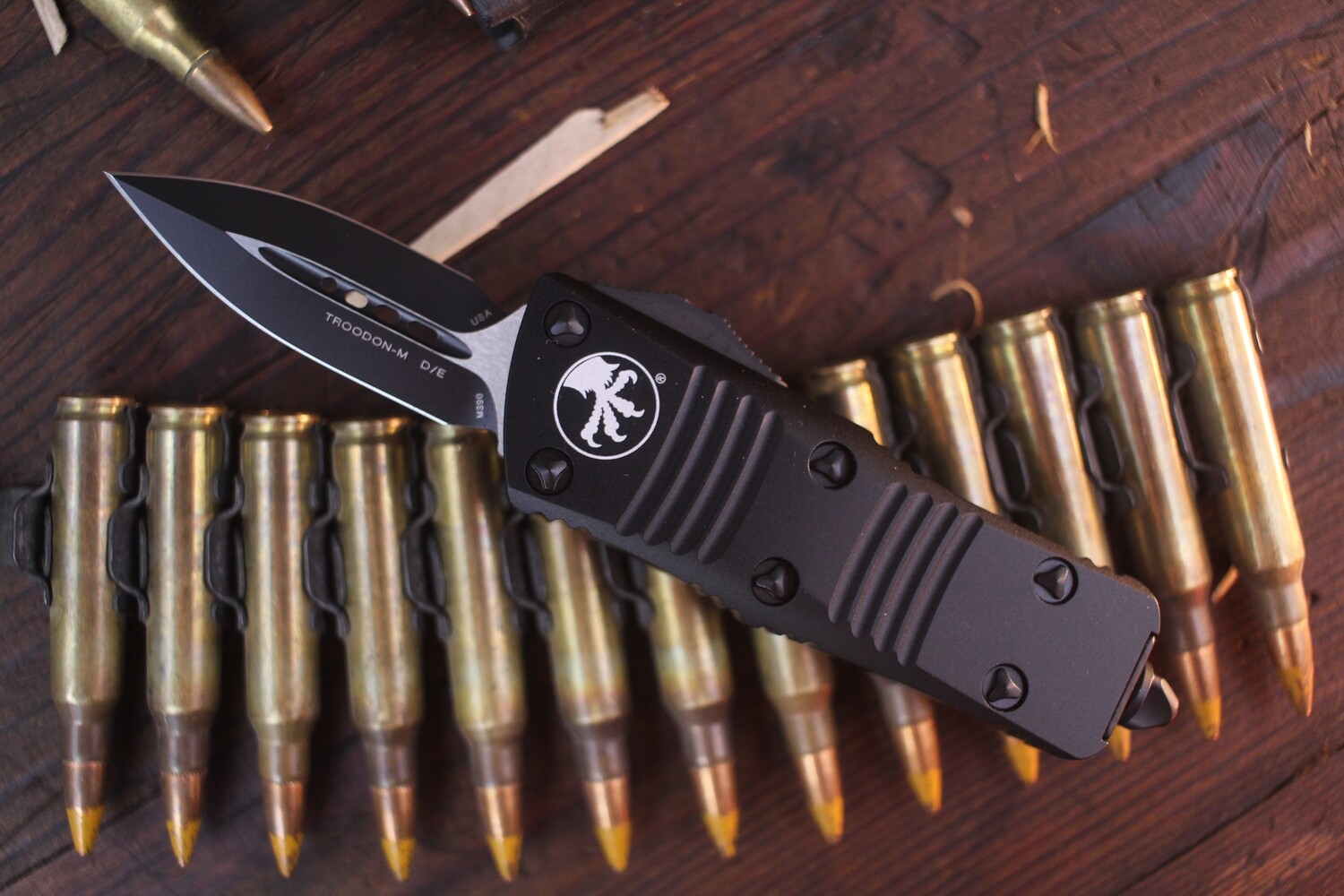 Microtech Troodon Mini D/E 1.9&quot; Automatic OTF / Black Aluminum / Black