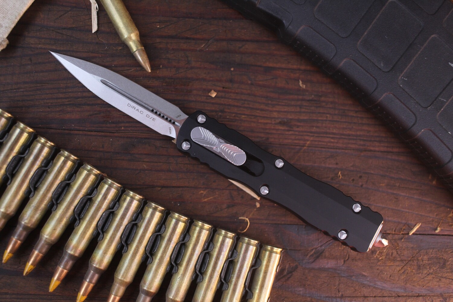 Microtech Dirac Dagger 2.88&quot; Automatic OTF / Black Aluminum / Stonewash