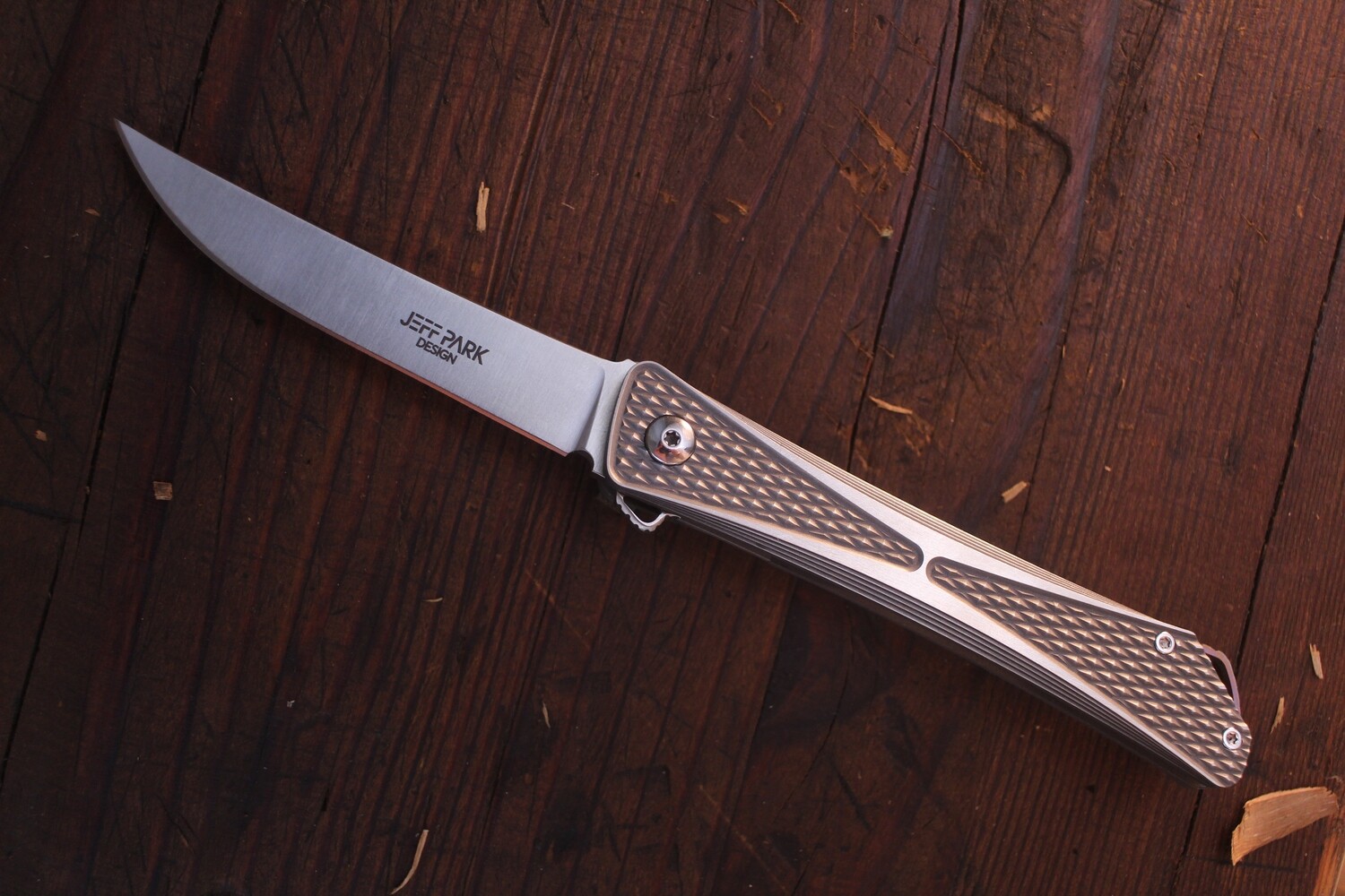 Jeff Park Crossbones 3.5&quot; Folding Knife / TItanium / Satin M390 ( Pre Owned )