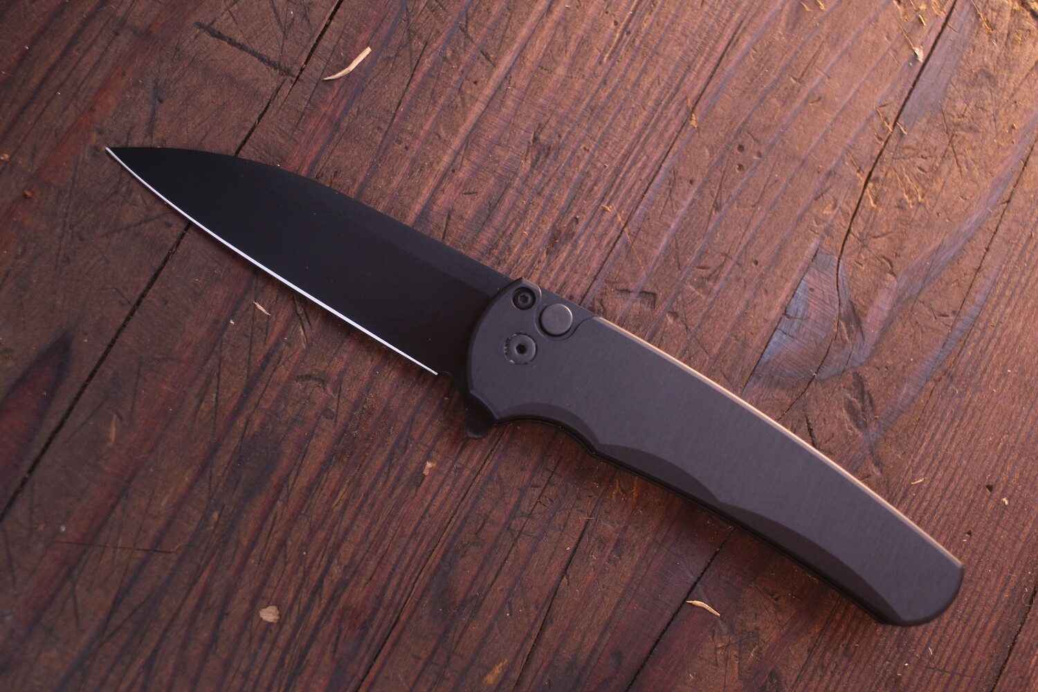Pro-Tech Malibu 3.3&quot; Wharncliffe Plunge Lock Flipper / Black Aluminum / Black DLC 20CV