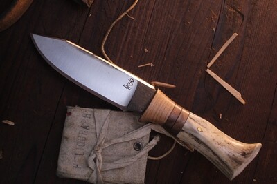 Barrett Knives EDC 4” Clip Point Hunter / Walnut & White Tail Deer / Forge Finish 5160