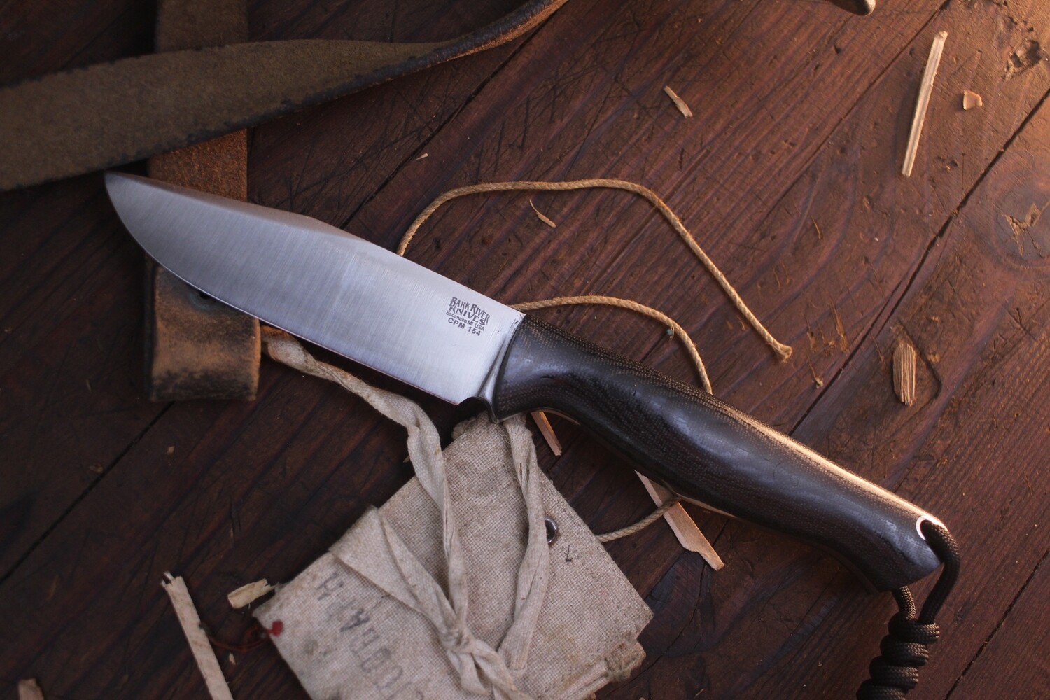 Bark River Gunny Sidekick 4&quot; Fixed Blade Knife / Black Micarta / Satin 154CM ( Pre Owned )
