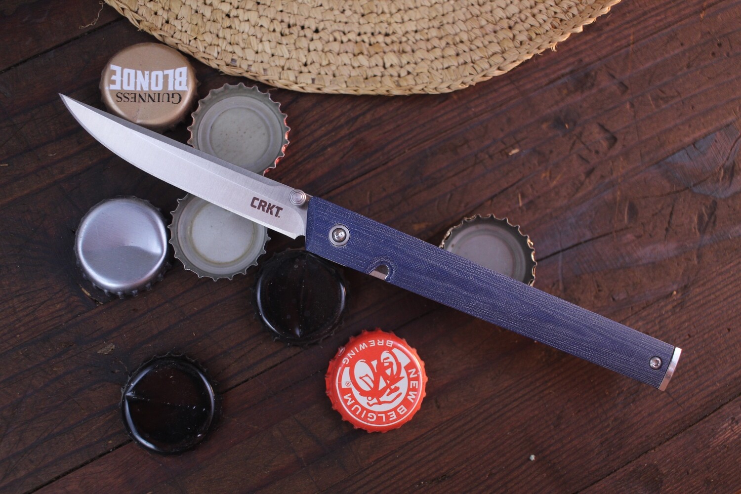 CRKT CEO 3.2&quot; Folding Knife / Blue Linen Micarta / Satin S35VN ( Pre Owned )