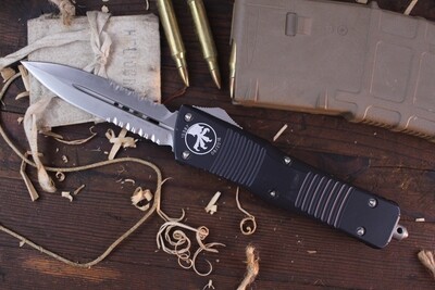 Microtech Combat Troodon 3.8" OTF Automatic / Black Aluminum / Satin Partially Serrated Elmax ( Pre Owned )
