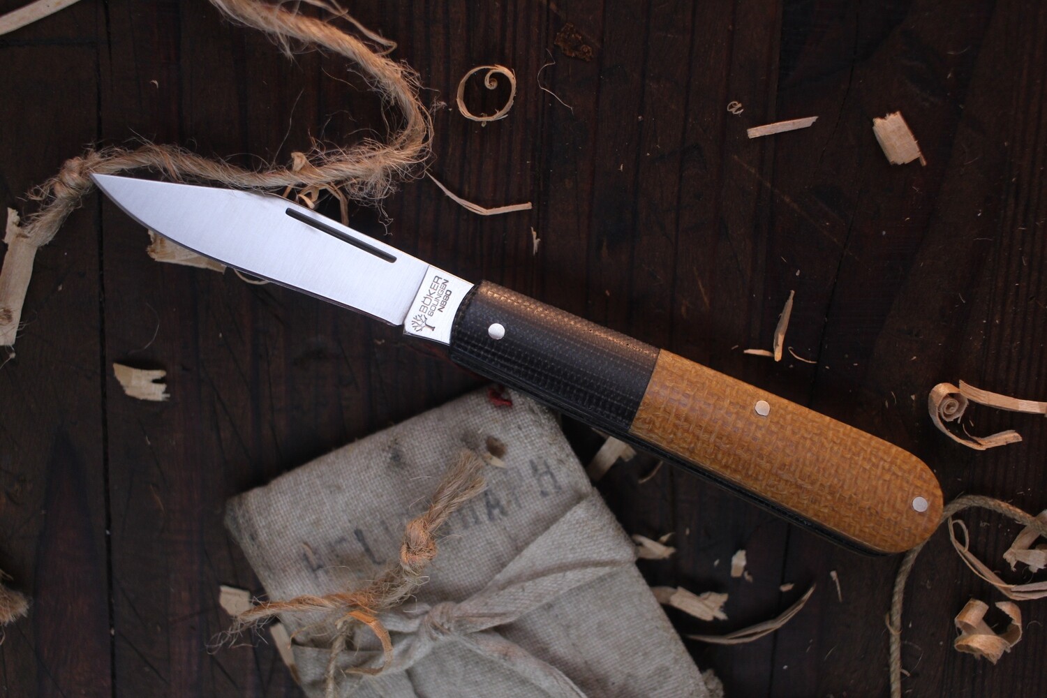 Boker Barlow 2.64&quot; Slip Joint Knife / Micarta / Satin N690 ( Pre Owned )