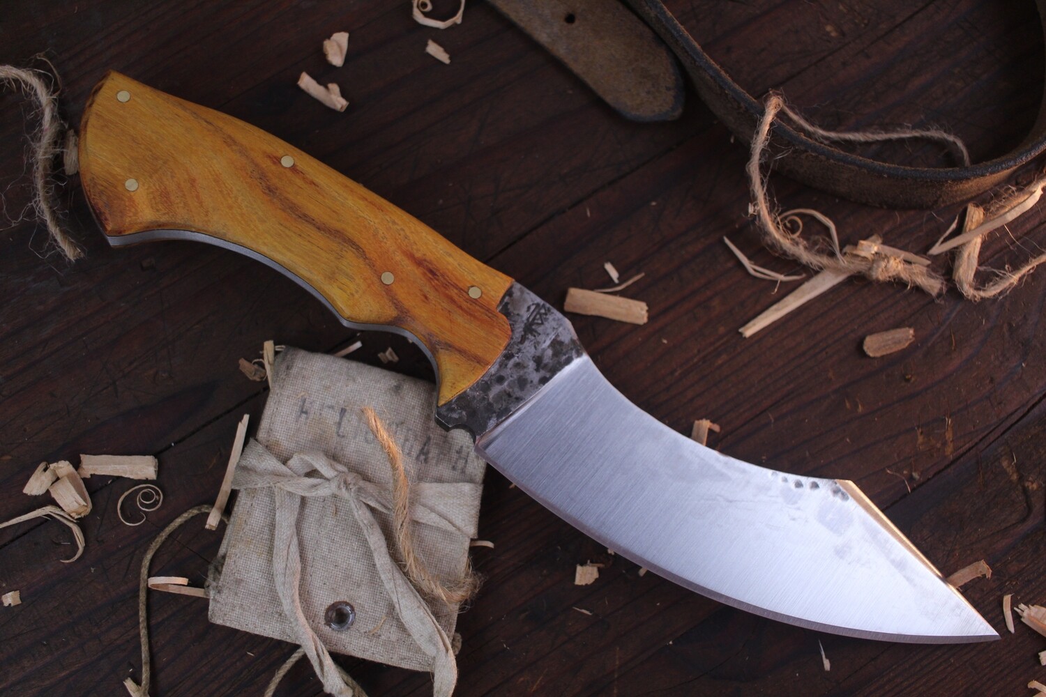 Barrett Knives Denali 6” Sickle Hunter / Canary Wood / Forge Finish 1095