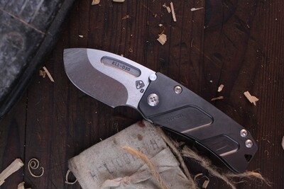 Medford Knife and Tool (MKT) Hunden 2.25” Frame Lock Folder / Black PVD Titanium / Stonewashed S35VN