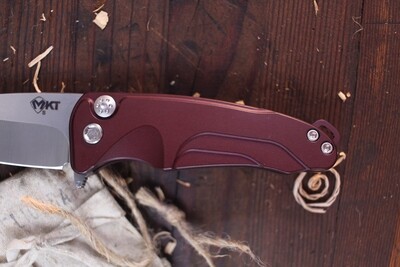 Medford Knife and Tool (MKT) Smooth Criminal 3" Plunge Lock Flipper / Red Aluminum / Stonewashed S35VN