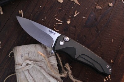 Medford Knife and Tool (MKT) Smooth Criminal 3" Plunge Lock Flipper / Green Aluminum / Stonewashed S35VN