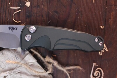 Medford Knife and Tool (MKT) Smooth Criminal 3" Plunge Lock Flipper / Green Aluminum / Stonewashed S35VN ( Pre Owned )