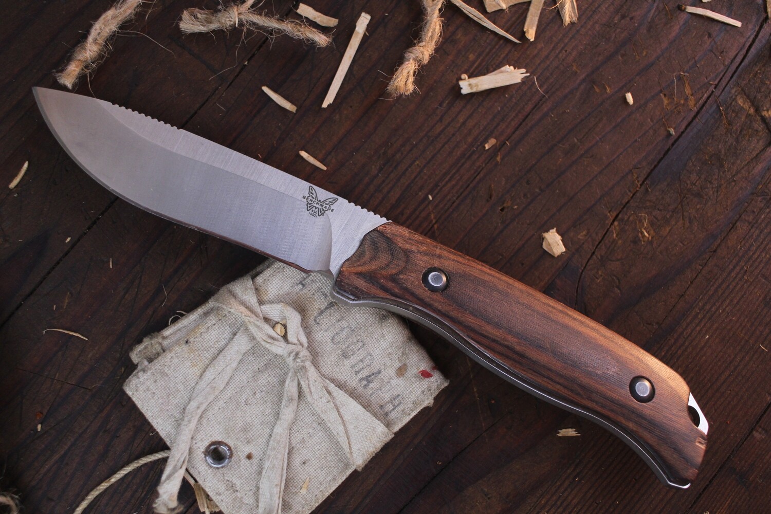 Benchmade Saddle Mountain 4.17&quot; Skinner Fixed Blade Knife / Dymond Wood / Satin S30V / Custom Kydex ( Pre Owned )