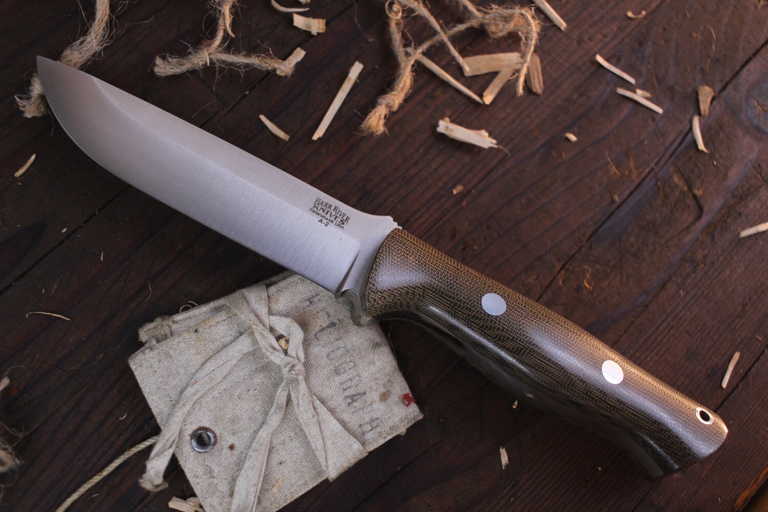 Bark River Bravo 1.25 5&quot; Fixed Blade Knife / Green Micarta / Satin A2 ( Pre Owned )