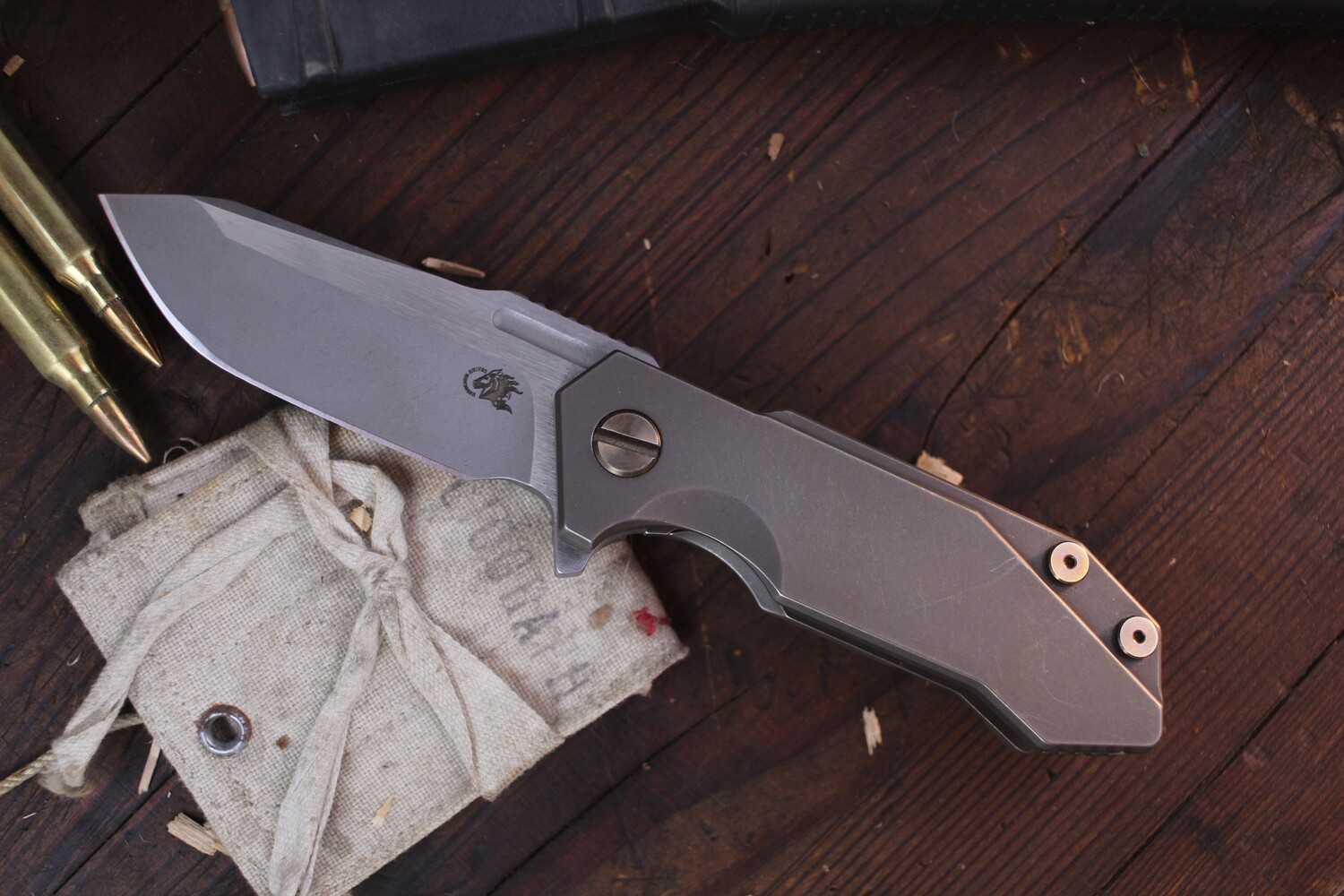 Hinderer Halftrack 3&quot; Folding Knife / Bronze Titanium / Stonewashed 20CV ( Pre Owned )