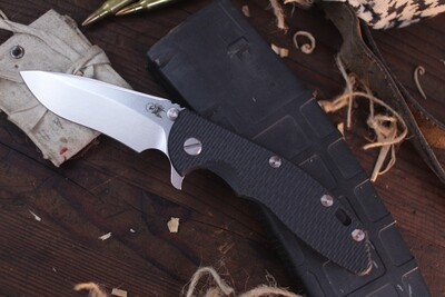 Hinderer XM-18 3.5" Folding Knife / Coyote G10 & Blue Titanium / Stonewashed 20CV Recurve
