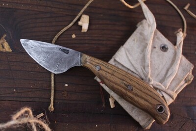 Mark Couch Hand Forged 2" Drop Point / Zebrawood / Alaskan Forged Damascus
