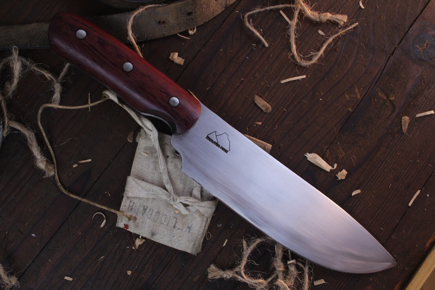 Highlands Forge 6.25&quot; Camp Knife  / Purple Heartwood /  Satin Forged 1095