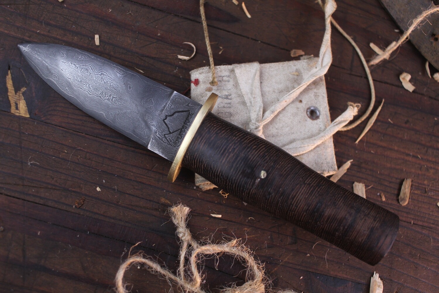 Highlands Forge Ladies Persuader 3.25" Fixed Blade Dagger / Wenge Wood / Alaskan Forged San Mai Butterfly Damascus