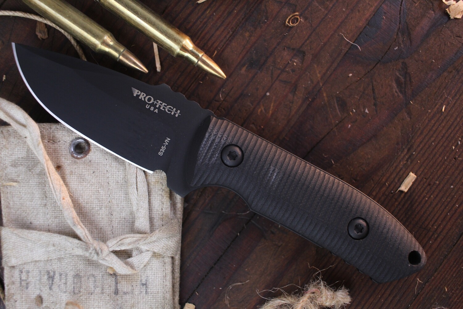 Pro-Tech George SBR 2.9&quot; Fixed Blade / Black Sculpted G-10 / Black S35VN