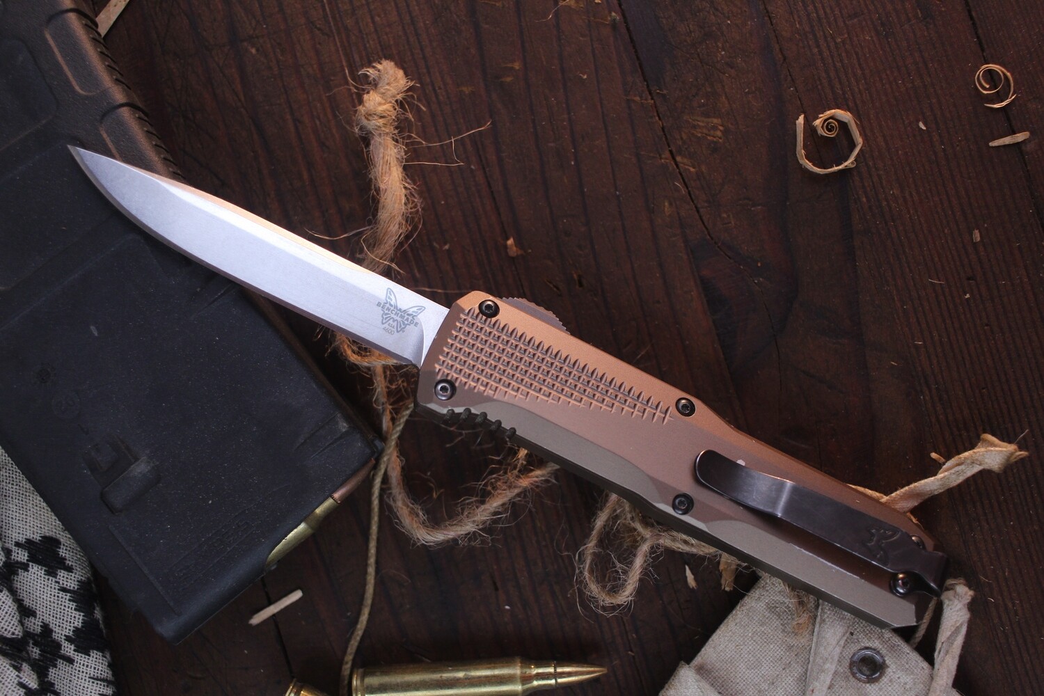 Benchmade Phaeton 3.45&quot; D/A OTF Automatic Knife / Satin / Flat Dark Earth ( Pre Owned )