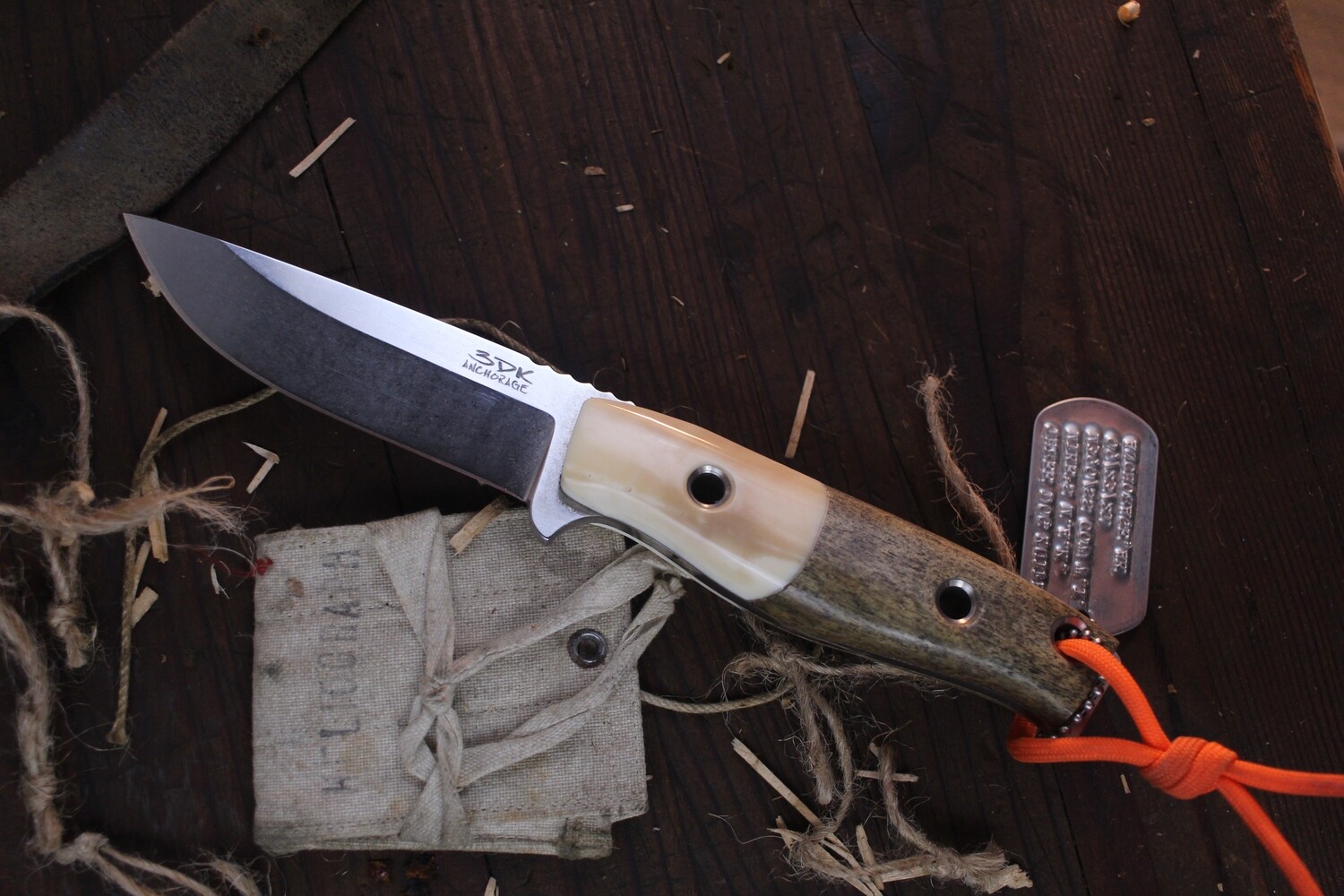 3DK Custom MAK 4&quot; Fixed Drop Point, M390 Blade / Stellar Sea Cow Bone Scales &amp; Walrus Ivory Bolsters