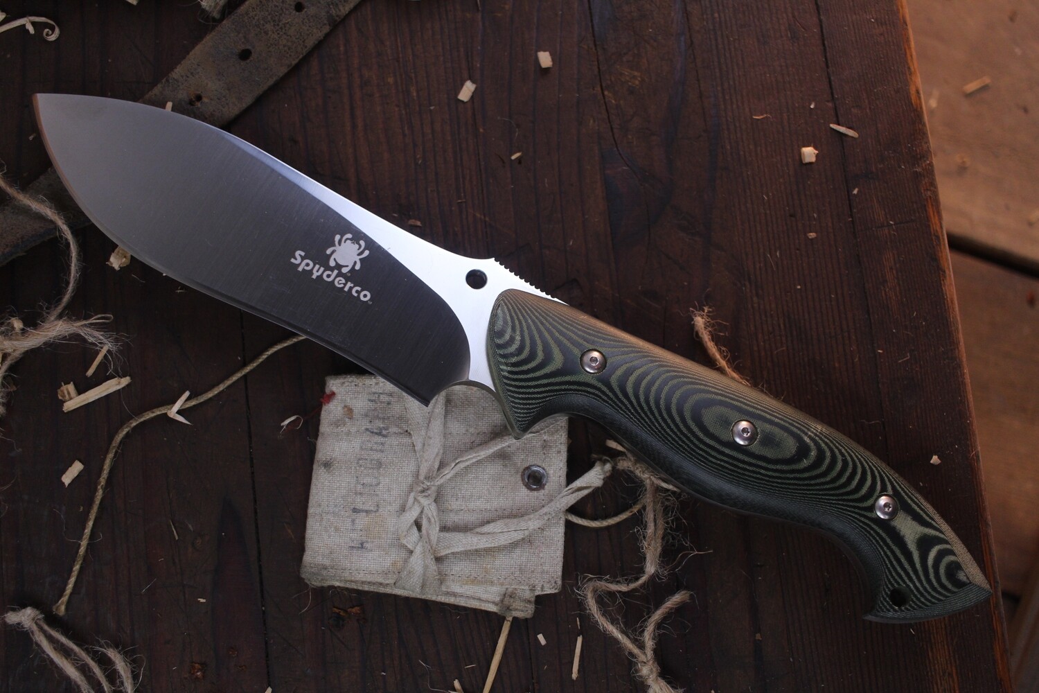Spyderco Hossom Woodlander 6&quot; Fixed Blade / Green &amp; Black Micarta / Satin N690Co ( Pre Owned )