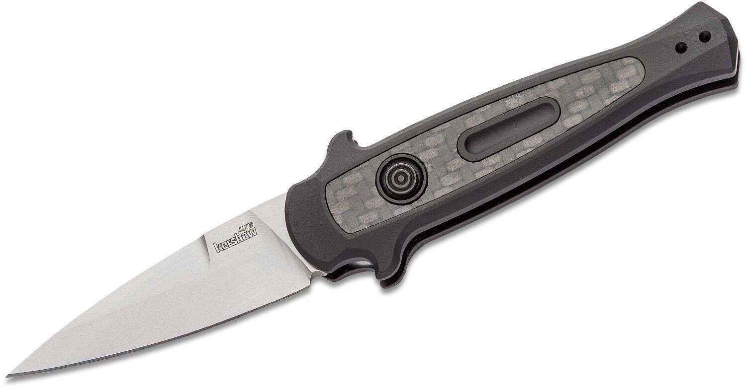 Kershaw Launch 12 2.5&quot; Automatic Knife / Black Aluminum &amp; Carbon Fiber / Satin CPM154