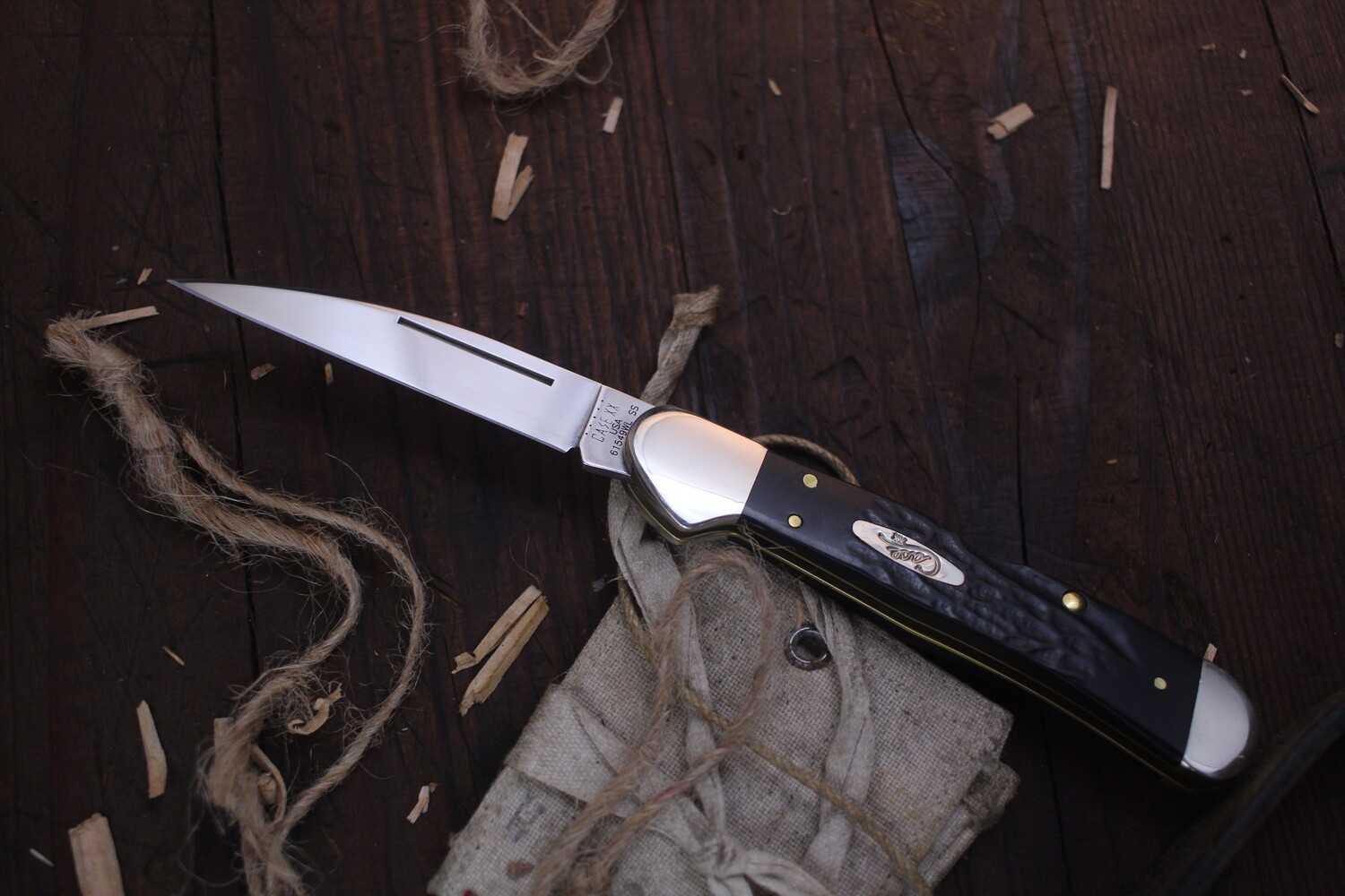 Case Copperlock 3.25&quot; Lockback Knife / Black Synthetic Jig Bone / Satin ( Pre Owned )