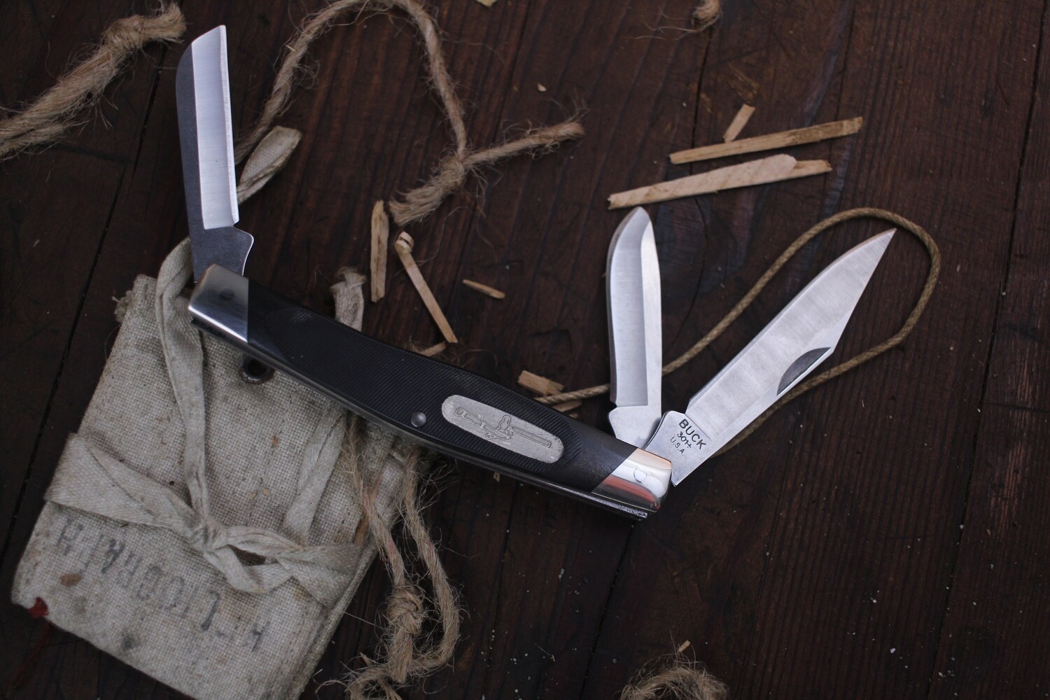 Buck Stockman 3.875&quot; Slipjoint Folder / Black Valox / Satin 420