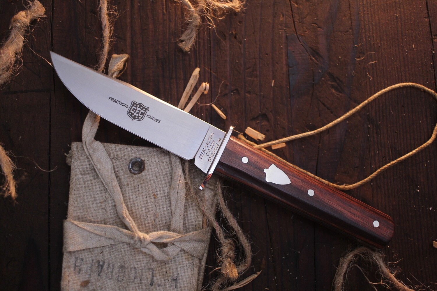Great Eastern Cutlery Kingswood 3.5&quot; Fixed Blade Knife / Wood / Satin 1095 ( Pre Owned )