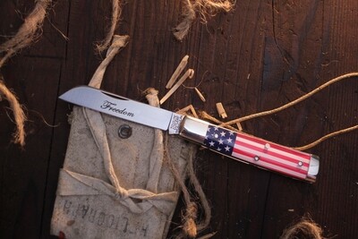 Great Eastern Cutlery Freedom 2.63" Folding Knife / Flag Acrylic / Satin 1095 ( Pre Owned )