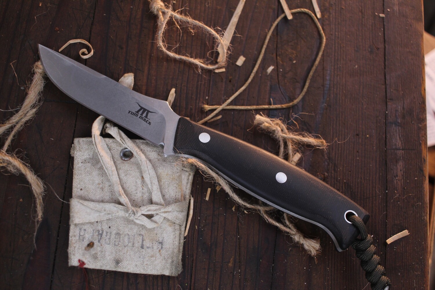 White River Knives Tom Mack Hunt 4" Fixed Blade Knife / Black Canvas Micarta / Stonewashed CPM-S35VN ( Pre Owned )