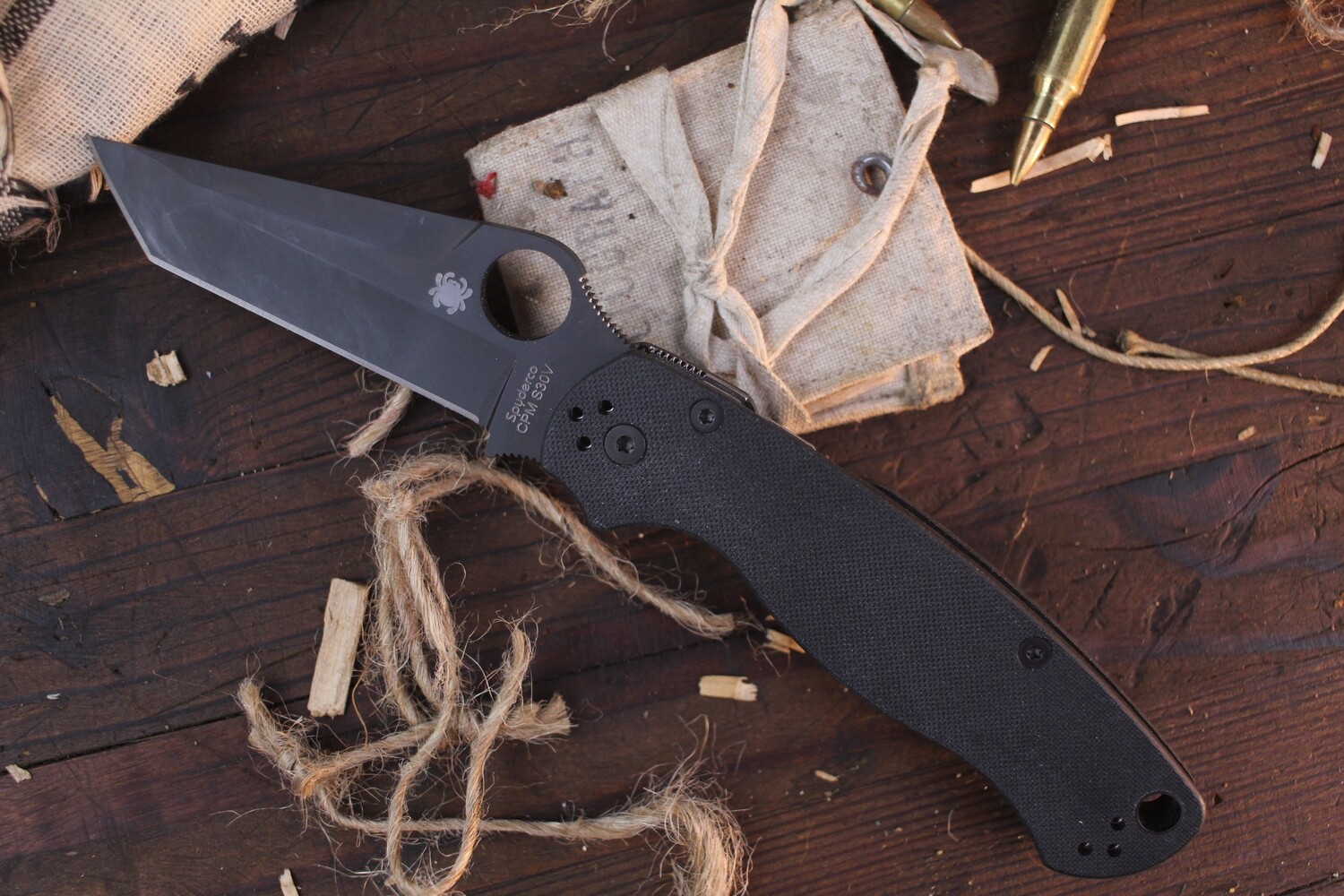 Spyderco Paramilitary 2 3.5&quot; Tanto Edge Knife / Black G10 / Black S30V ( Pre Owned )