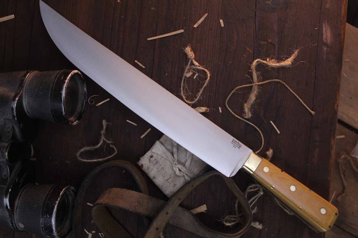 Bark River Edwin Forrest 12.25&quot; Fixed Blade Bowie / Natural Canvas Micarta / Satin A2