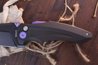 Jake Hoback Knives Sumo 3.25" Button Lock Flipper / Black DLC Titanium With Purple Hardware / Black DLC CPM 20CV