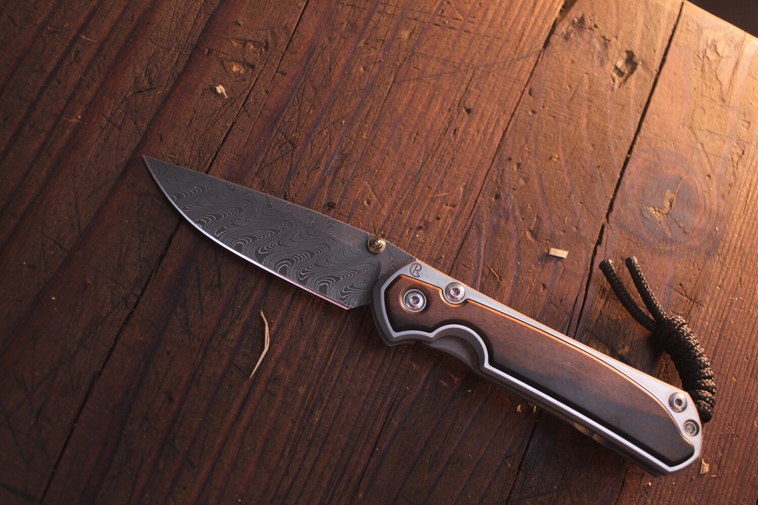 Chris Reeve Knives Small Sebenza 31 2.99&quot; Frame Lock Knife / Titanium &amp; Ebony Inlays / Boomerang Damascus ( Pre Owned )