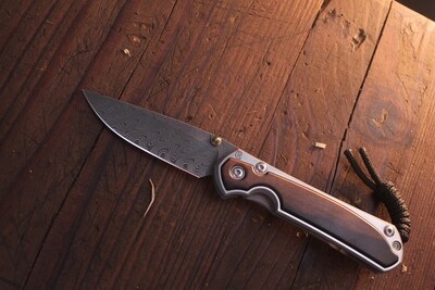 Chris Reeve Knives Small Sebenza 31 2.99&quot; Frame Lock Knife / Titanium &amp; Ebony Inlays / Boomerang Damascus ( Pre Owned )