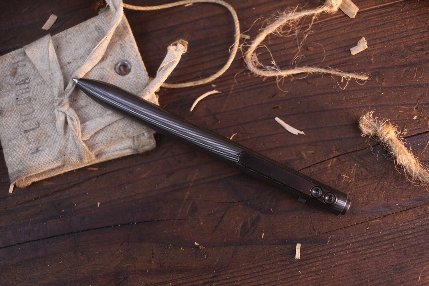 Tactile Turn Side Click Pen / Short 5.3” / Zirconium &amp; Black DLC Clip / 1.5oz