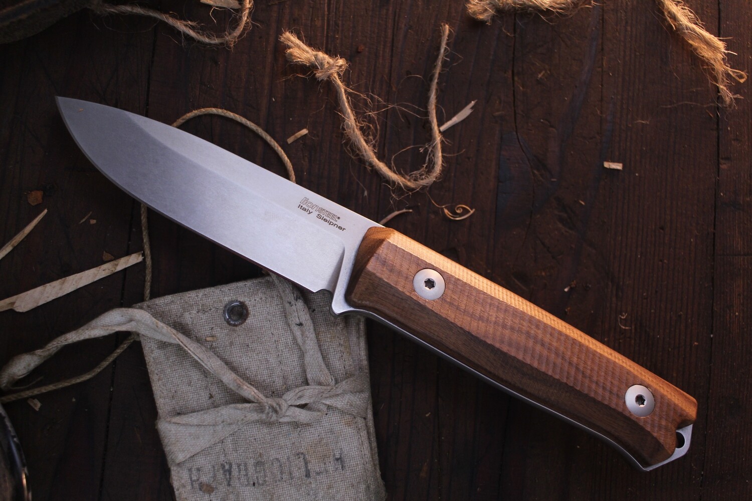 LionSTEEL B41 4&quot; Fixed Blade Knife / Santos Wood / Stonewash Sleipner Steel ( Pre Owned )