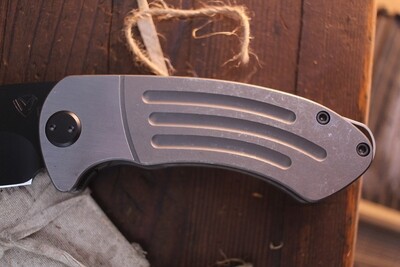 Medford Knife and Tool (MKT) Theseus 3.6" Frame Lock Folder / Tumbled Titanium / Black PVD D2