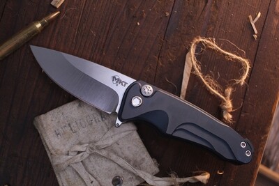 Medford Knife and Tool (MKT) Smooth Criminal 3" Plunge Lock Flipper / Blue Aluminum / Stonewashed S35VN