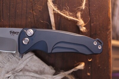 Medford Knife and Tool (MKT) Smooth Criminal 3" Plunge Lock Flipper / Blue Aluminum / Stonewashed S35VN