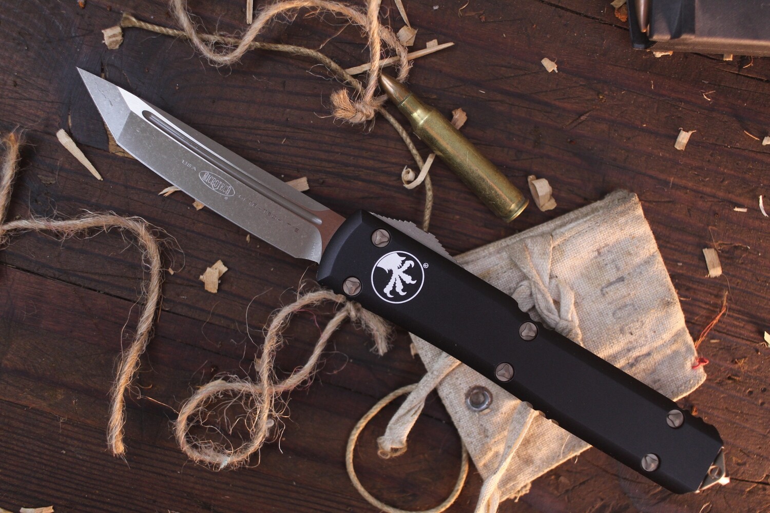 Microtech Ultratech 3.4&quot; T/E OTF Automatic  / Black Aluminum / Bronze Apocalyptic