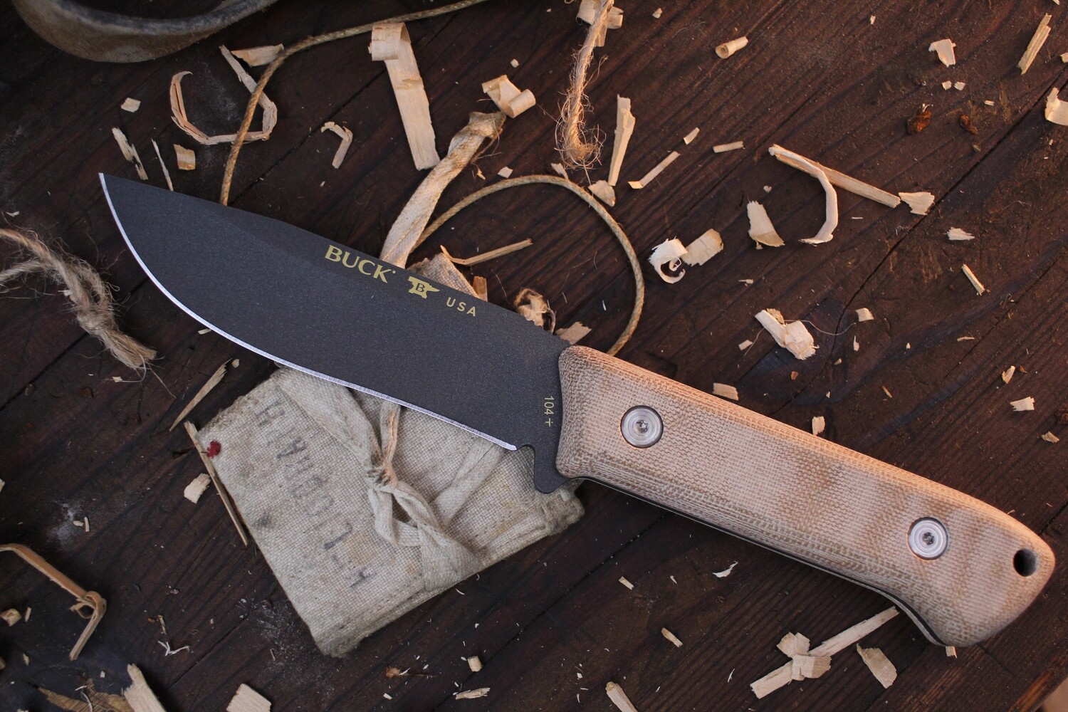 Buck Compadre 4.5&quot; Camp Knife / Natural Canvas Micarta / Cobalt Cerakote 5160 
