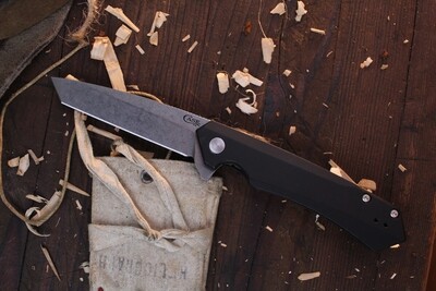 Case Kinzua 3.4" Tanto Edge Folding Knife / Black Aluminum / Stonewashed S35VN