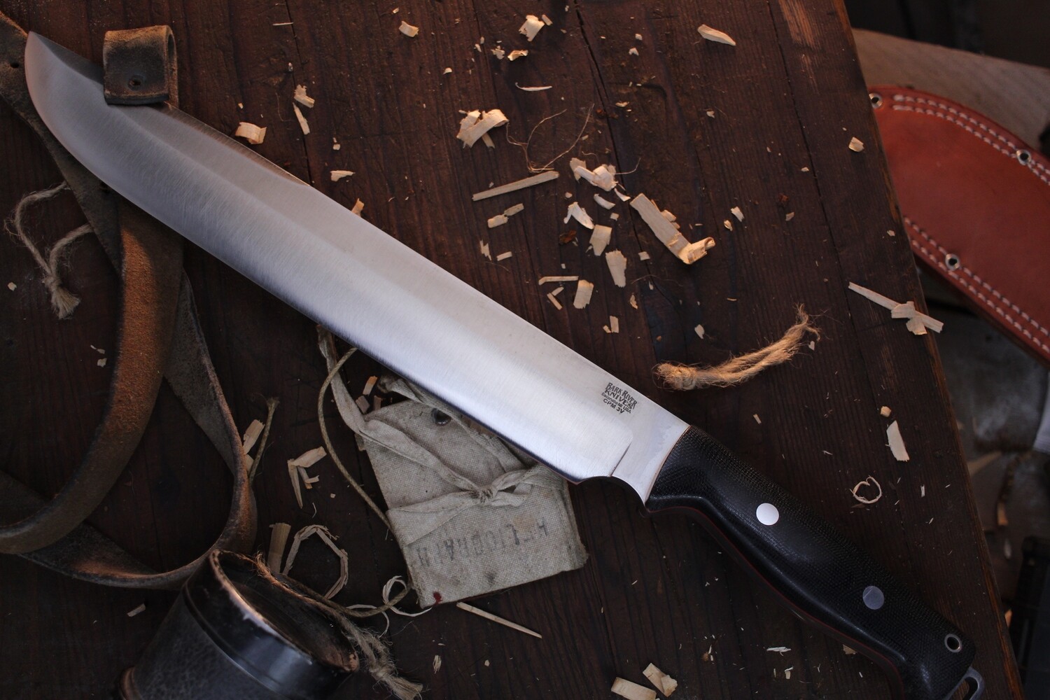 Bark River Bravo III 12&quot; Fixed Blade / Black Canvas Micarta / Satin CPM-3V ( Pre Owned )