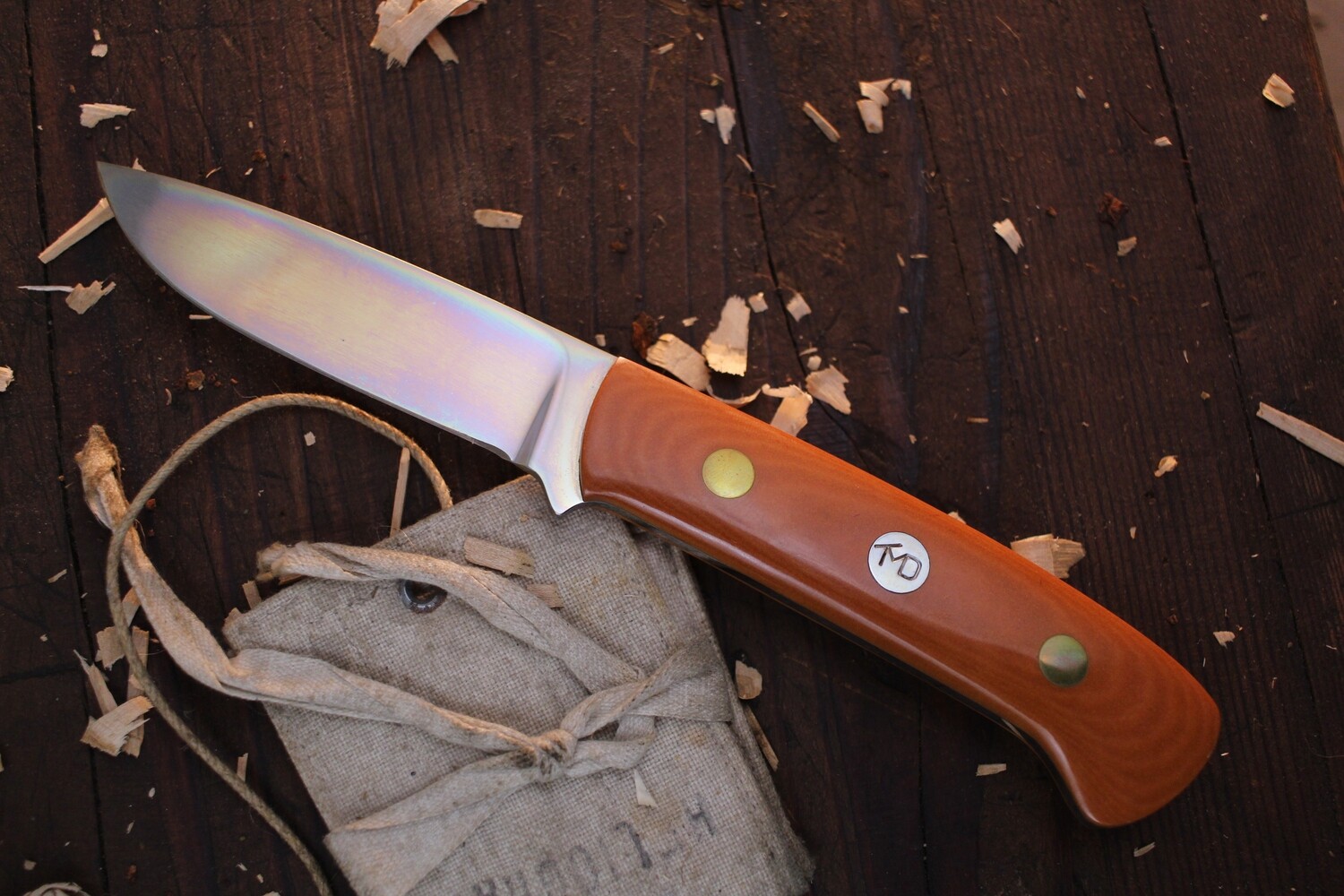 Ted Dowell Vintage 3.25&quot; Drop Point Hunter / Westinghouse Ivory Micarta / Satin High Carbon ( Pre Owned )