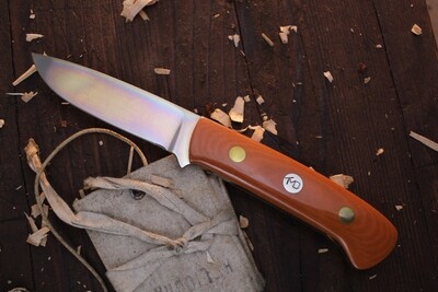 Ted Dowell Vintage 3.25" Drop Point Hunter / Westinghouse Ivory Micarta / Satin High Carbon ( Pre Owned )